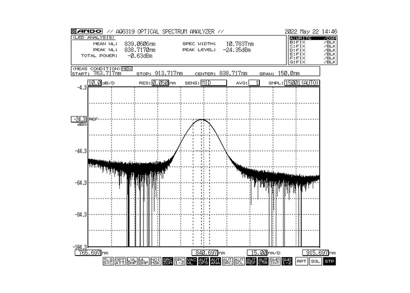 840nm 5mW 10nm Bant Genişliyi SLED Genişzolaqlı İşıq Mənbəsi Modulu